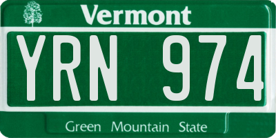VT license plate YRN974