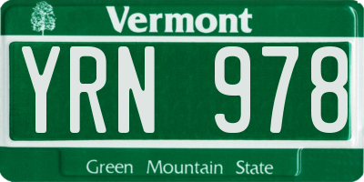 VT license plate YRN978
