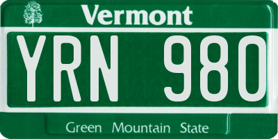 VT license plate YRN980