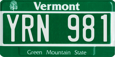 VT license plate YRN981