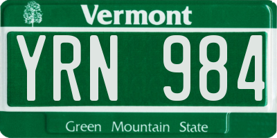 VT license plate YRN984