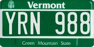 VT license plate YRN988
