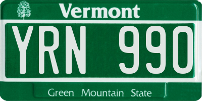 VT license plate YRN990