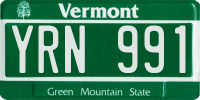 VT license plate YRN991