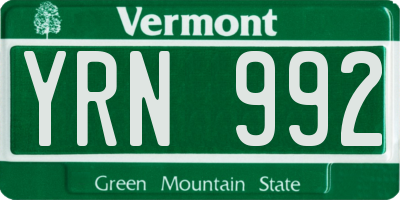 VT license plate YRN992