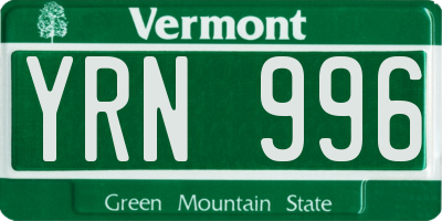 VT license plate YRN996