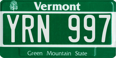 VT license plate YRN997
