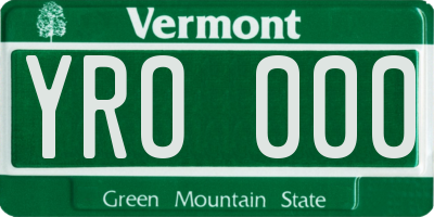 VT license plate YRO000