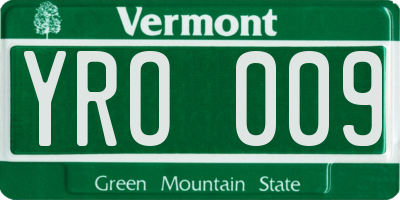 VT license plate YRO009