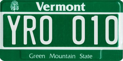 VT license plate YRO010