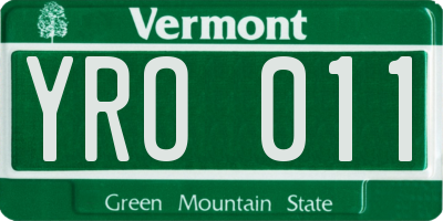 VT license plate YRO011
