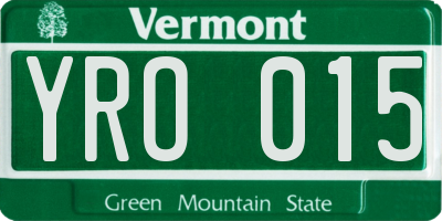VT license plate YRO015