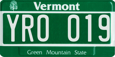 VT license plate YRO019