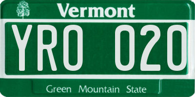 VT license plate YRO020