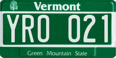 VT license plate YRO021