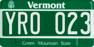 VT license plate YRO023