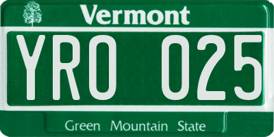 VT license plate YRO025