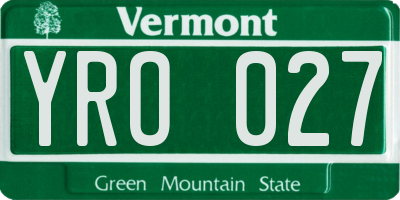 VT license plate YRO027