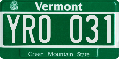 VT license plate YRO031