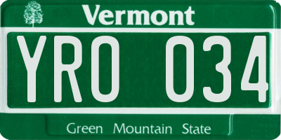 VT license plate YRO034
