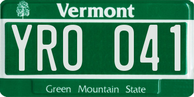 VT license plate YRO041