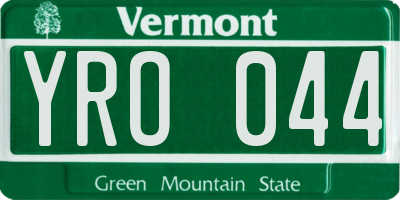 VT license plate YRO044