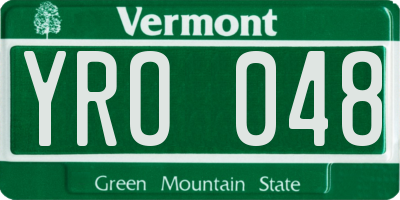 VT license plate YRO048