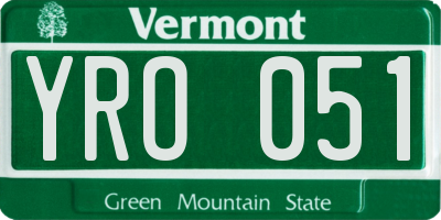 VT license plate YRO051
