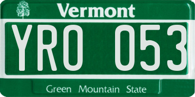 VT license plate YRO053