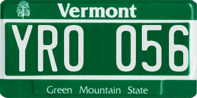 VT license plate YRO056