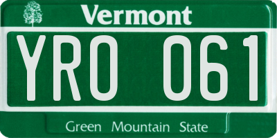 VT license plate YRO061