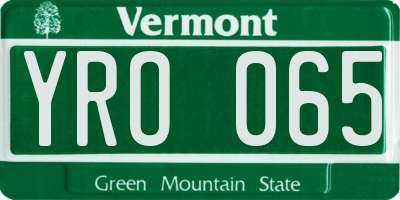 VT license plate YRO065