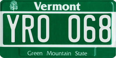 VT license plate YRO068