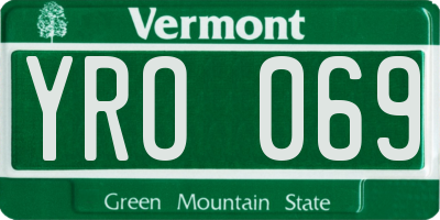 VT license plate YRO069