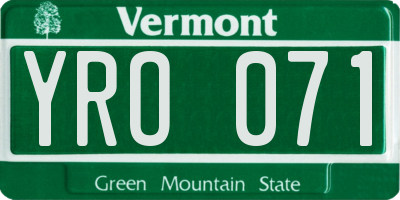 VT license plate YRO071