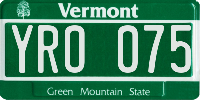 VT license plate YRO075