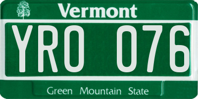 VT license plate YRO076