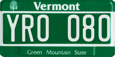 VT license plate YRO080
