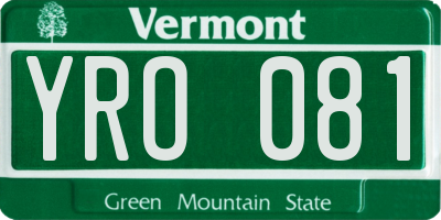 VT license plate YRO081