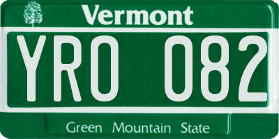 VT license plate YRO082