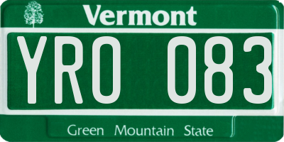 VT license plate YRO083