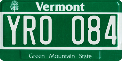 VT license plate YRO084