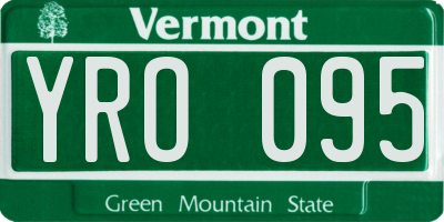 VT license plate YRO095