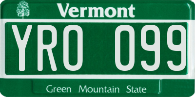 VT license plate YRO099