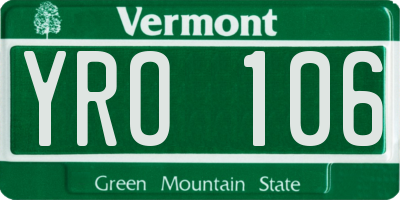VT license plate YRO106
