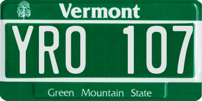 VT license plate YRO107