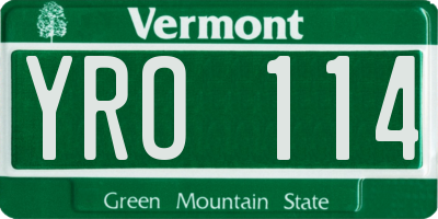 VT license plate YRO114