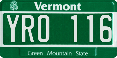 VT license plate YRO116