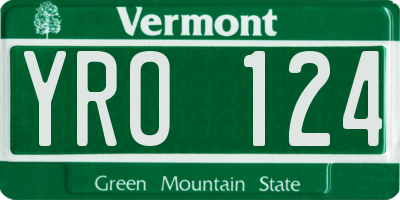 VT license plate YRO124