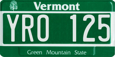 VT license plate YRO125